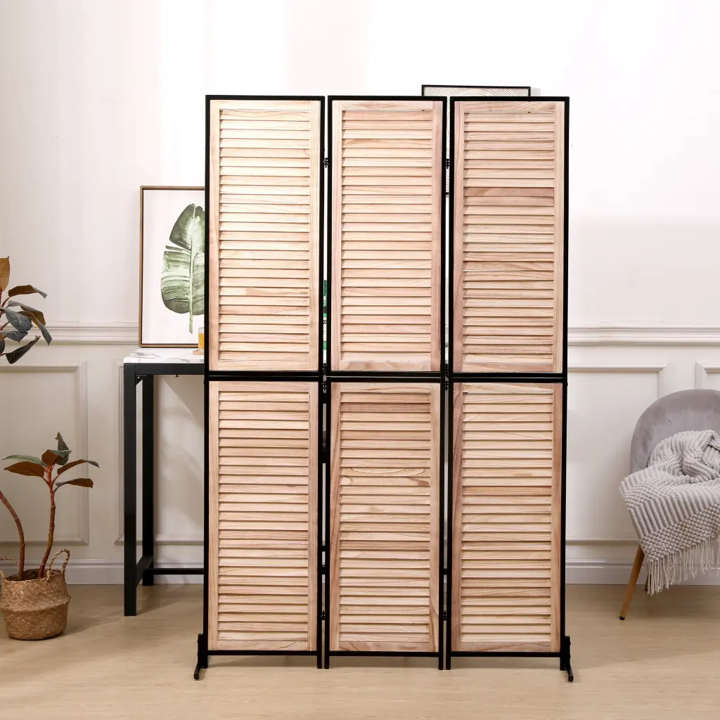 3 Panel Room Dividers And Folding Privacy Screen Natural Wooden Design yiqiumi furniture