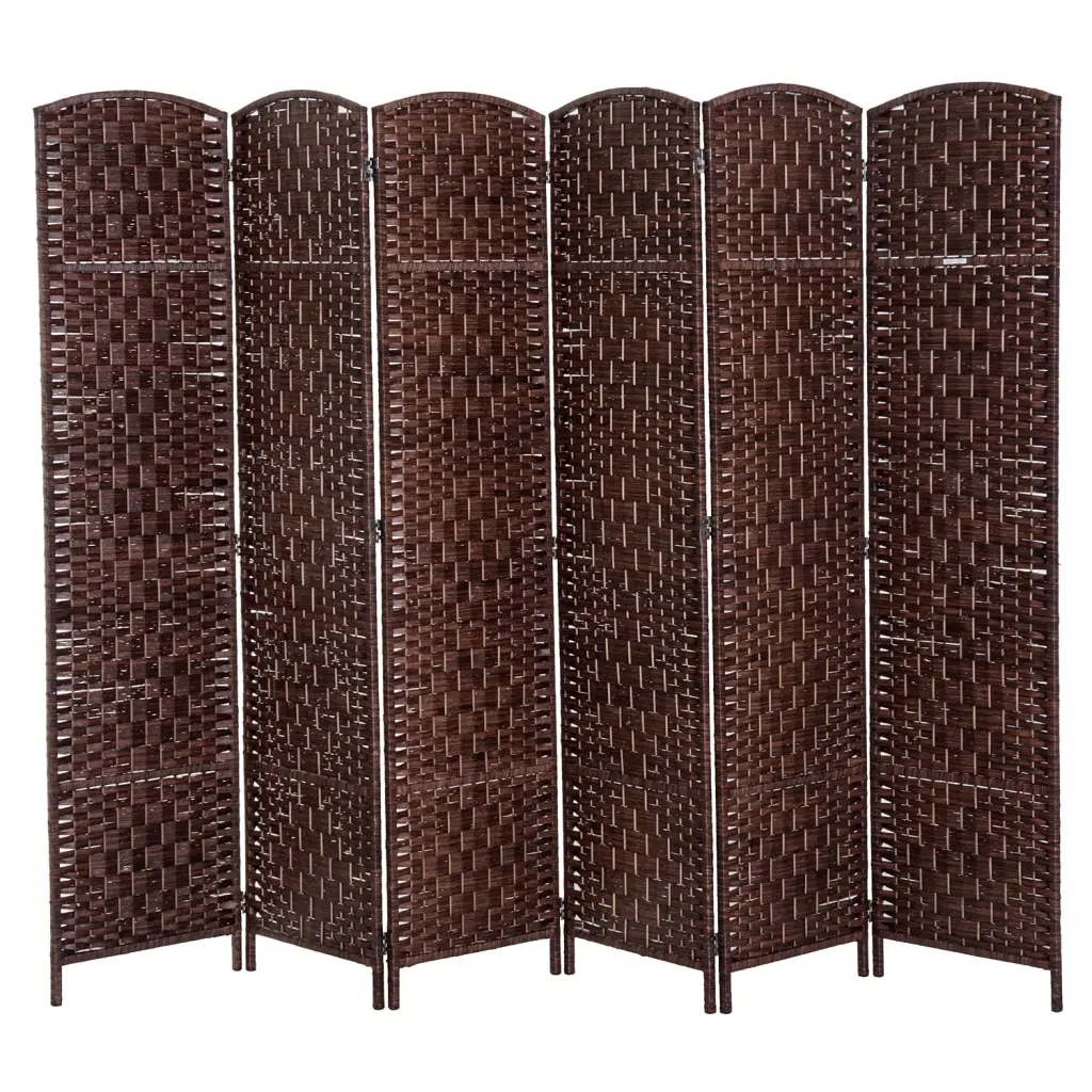 Homcom 6ft Tall Wicker Weave 6 Panel Room Divider Privacy Screen Brown aosom business