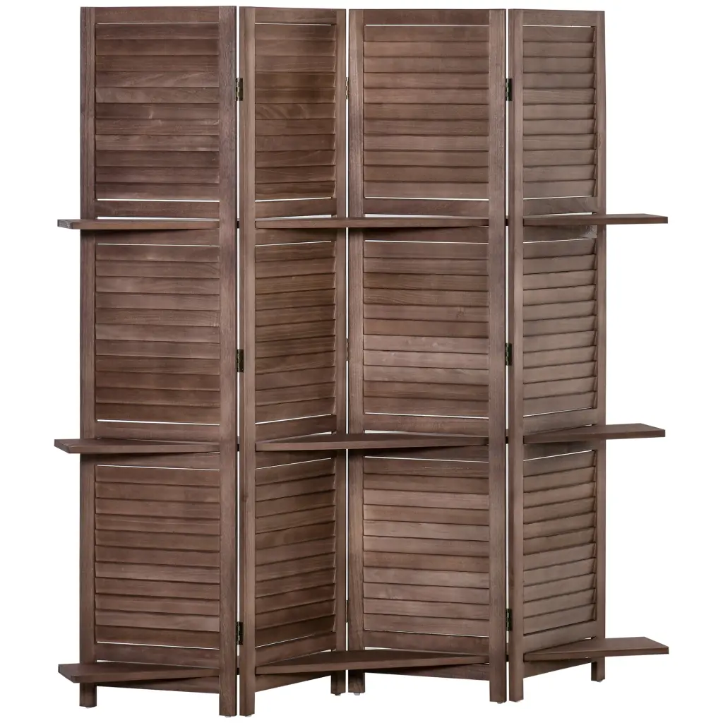 Homcom 4 Panel Folding Room Divider 5.6 Ft Freestanding Paulownia Wood aosom business