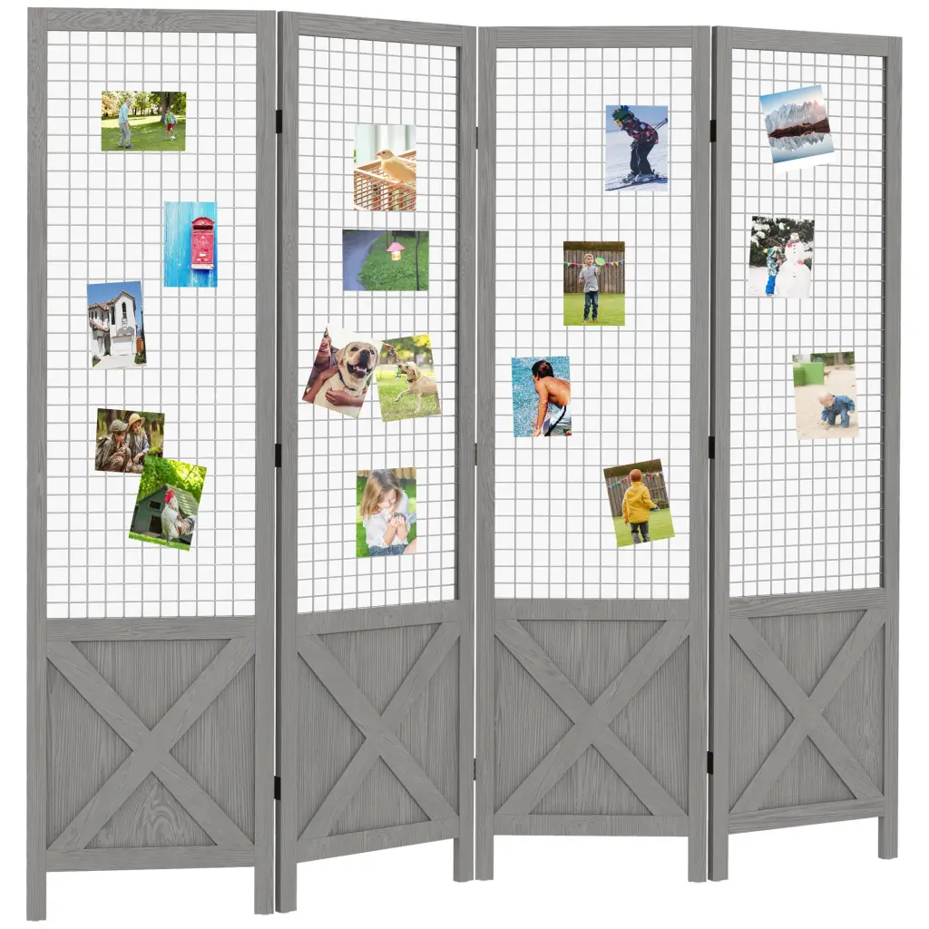 Homcom 4 Panel Room Divider 4.7 Ft Tall Wood Indoor Folding Screen aosom business