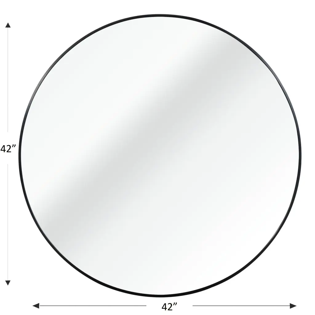 Black 42 Inch Metal Round Bathroom Mirror Black Timeless MDF Glass Aluminum Wall Mirror huovtr