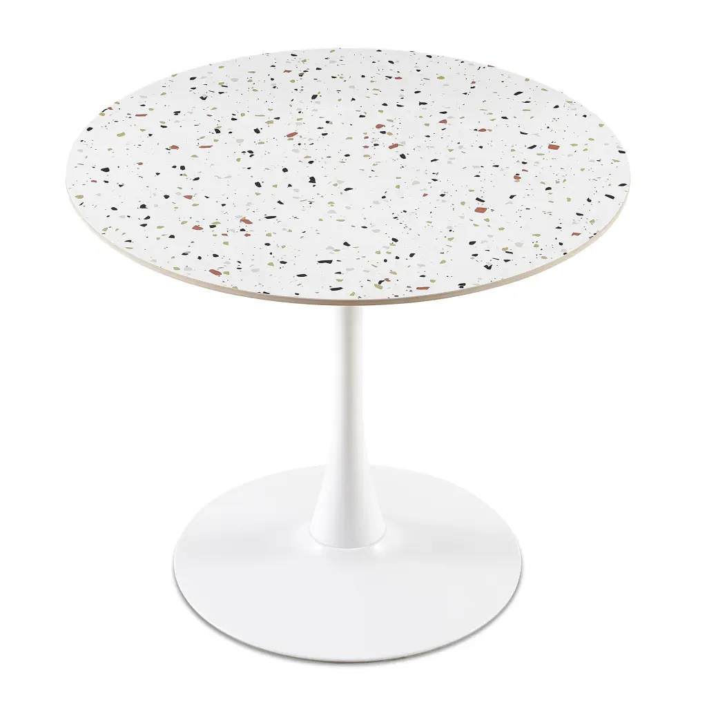 Mid Century White Stone Round Dining Table Dining Room Living Room bn smart home w1164