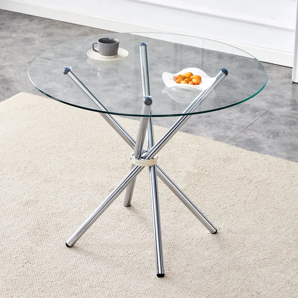 Round Clear Glass Dining Table 4-6 People One---kind Influence droom w-1151