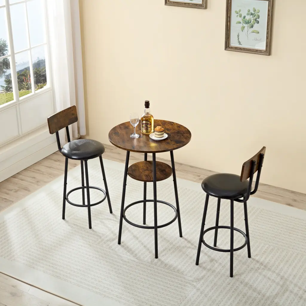 Three Piece Round Dining Table Two Level Small Dining Table Storage Compact Kitchen Furniture yanshangwu