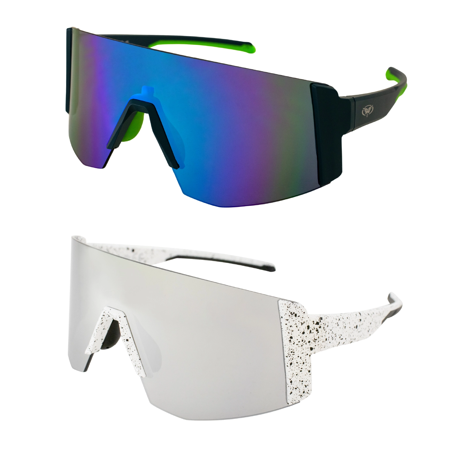 Global Vision Astro Safety Sunglasses ANSI 2pack Blue Frame w/Blue Lens & White Frame w/Flash Mirror Lens