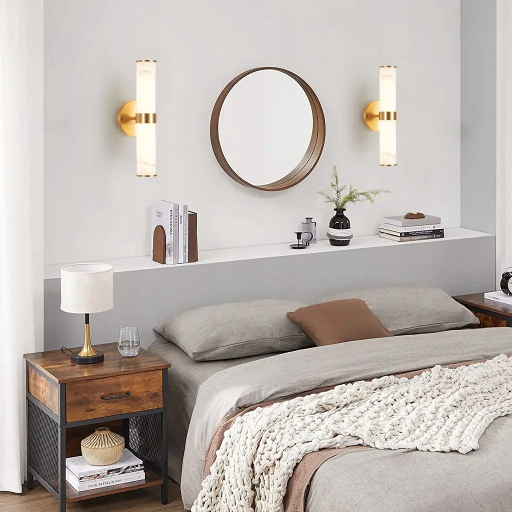 Golden And Elegant Resin Wall Sconce Set 2 Modern Vertical Light Fixture lighting commune