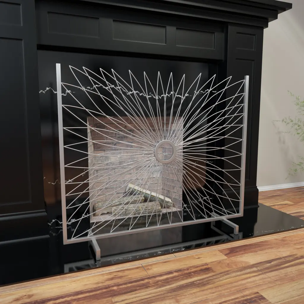 Jandra Decorative Silver Iron Fireplace Screen Home Decor sei