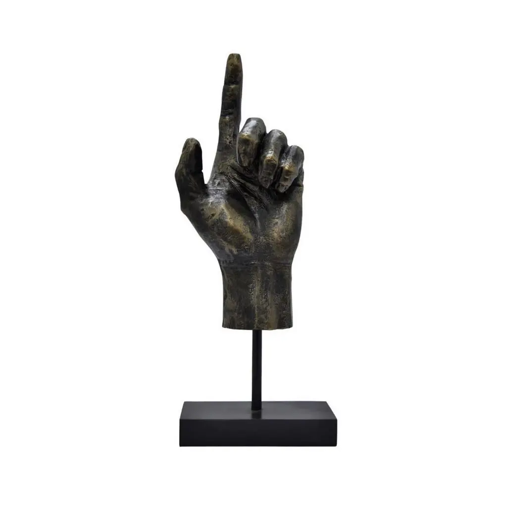 24 Inch Pointing Hand Sculpture Bronze Resin Frame Pedestal Base Art Decor royal hampton