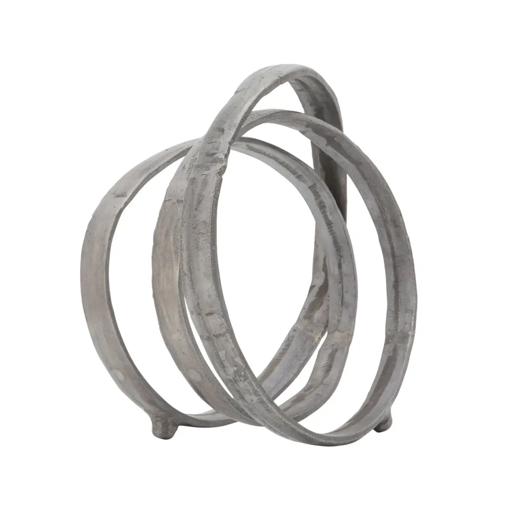 Sculpture Metal Interconnected Ring Design Silver Decor royal hampton