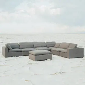 Harper Luxe Grey Sectional 7-Seat Configuration Grey Wood Linen american homestead furniture