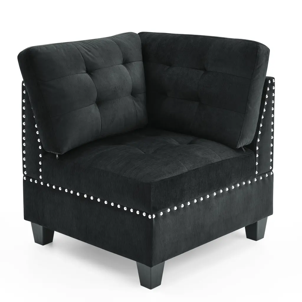 Corner Sofa Modular Sectional - Black Velvet 31.5"X31.5"X36.5" chuangyuan smart home