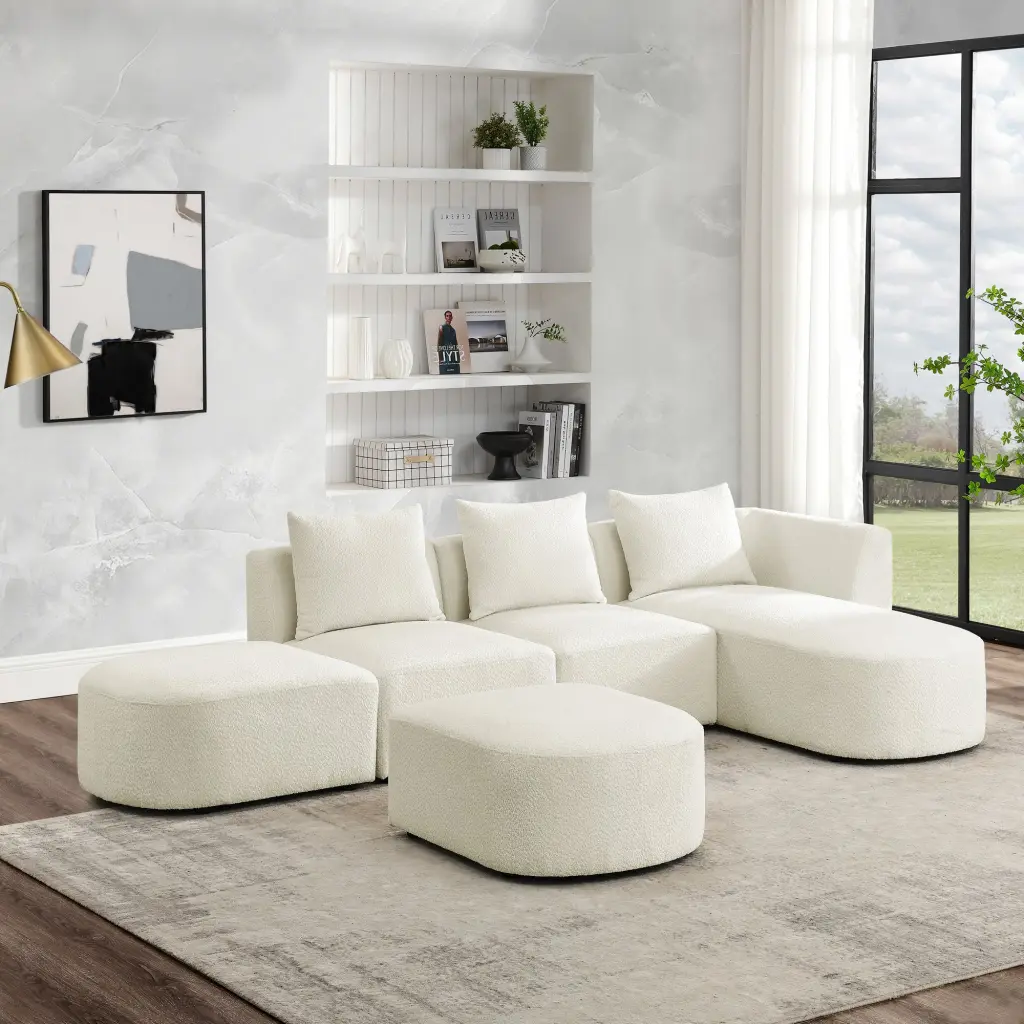 L Influence Sectional Sofa Right Side Chaise And Ottoman Modular Couch chuangyuan smart home