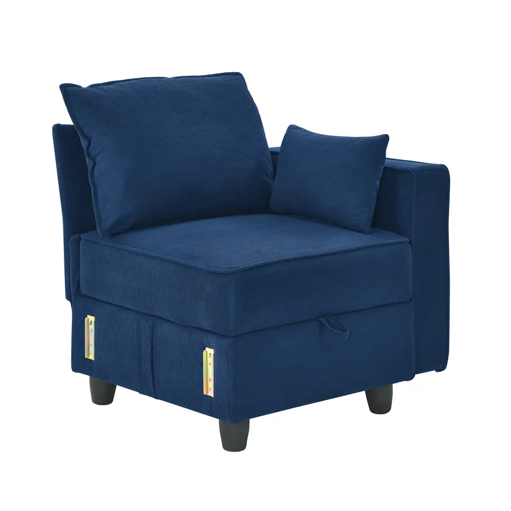 Arm Single Seat Module Sofa, Navy Blue Corduroy Velvet Navy Corduroy dg chuang ying