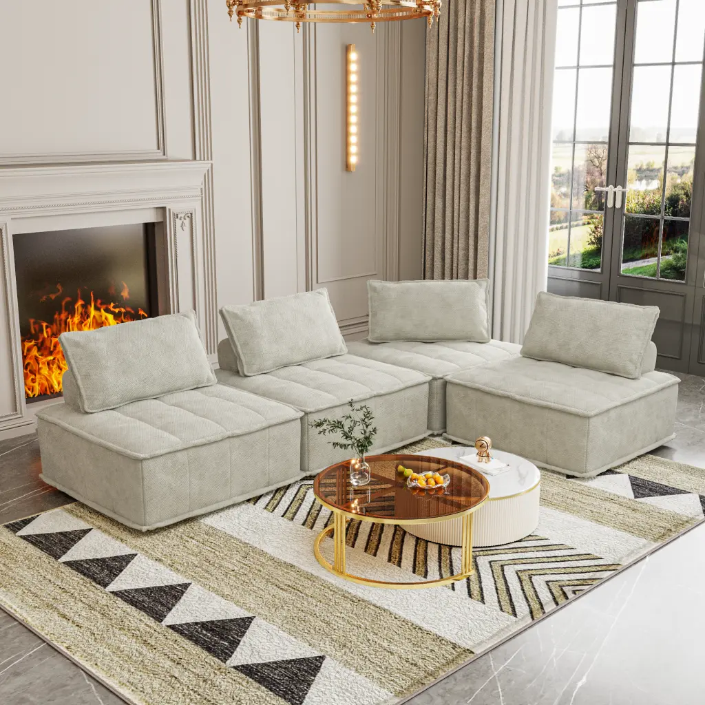 Oversized 4 Module Square Sofa - Cozy and Movable Modular Design Living Room factoryx