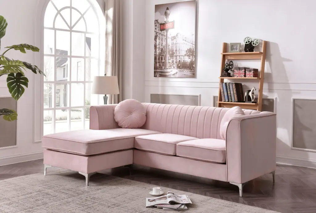 Delray G794B SC Sofa Chaise 3 Boxes Pink Foam Velvet Modern Sectional glory furniture
