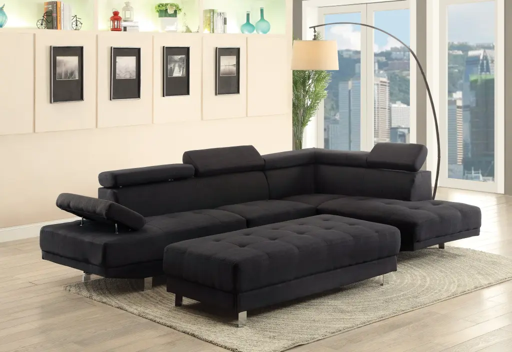 Riveredge G441 Sc Sectional 2 Boxes Black Foam Fabric Sofa glory furniture