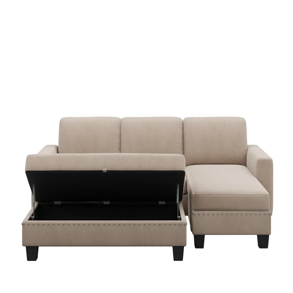 81.1x76.3x35 Inch Reversible Sectional Couch Storage Ottoman L Shaped gt