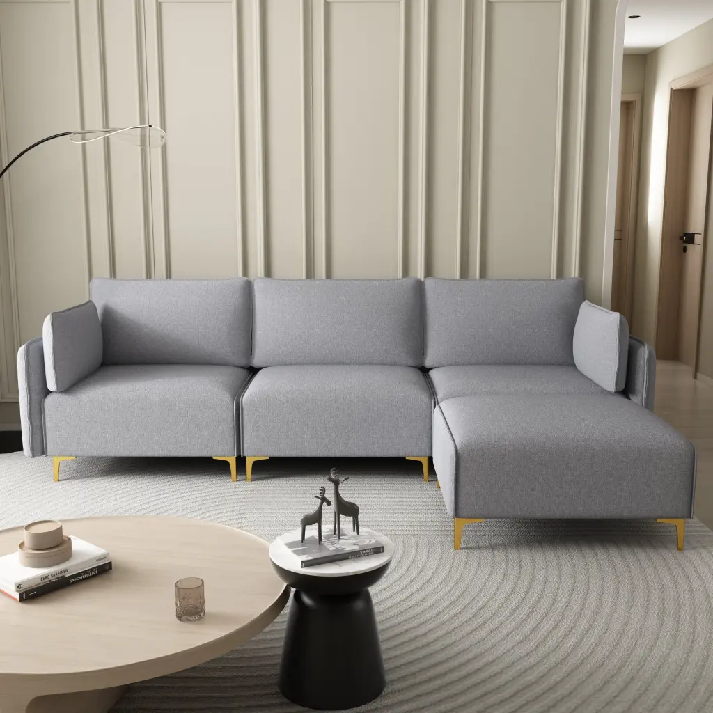 L Influence Sectional Sofa USB Ports Grey Fabric And Foam hdf store