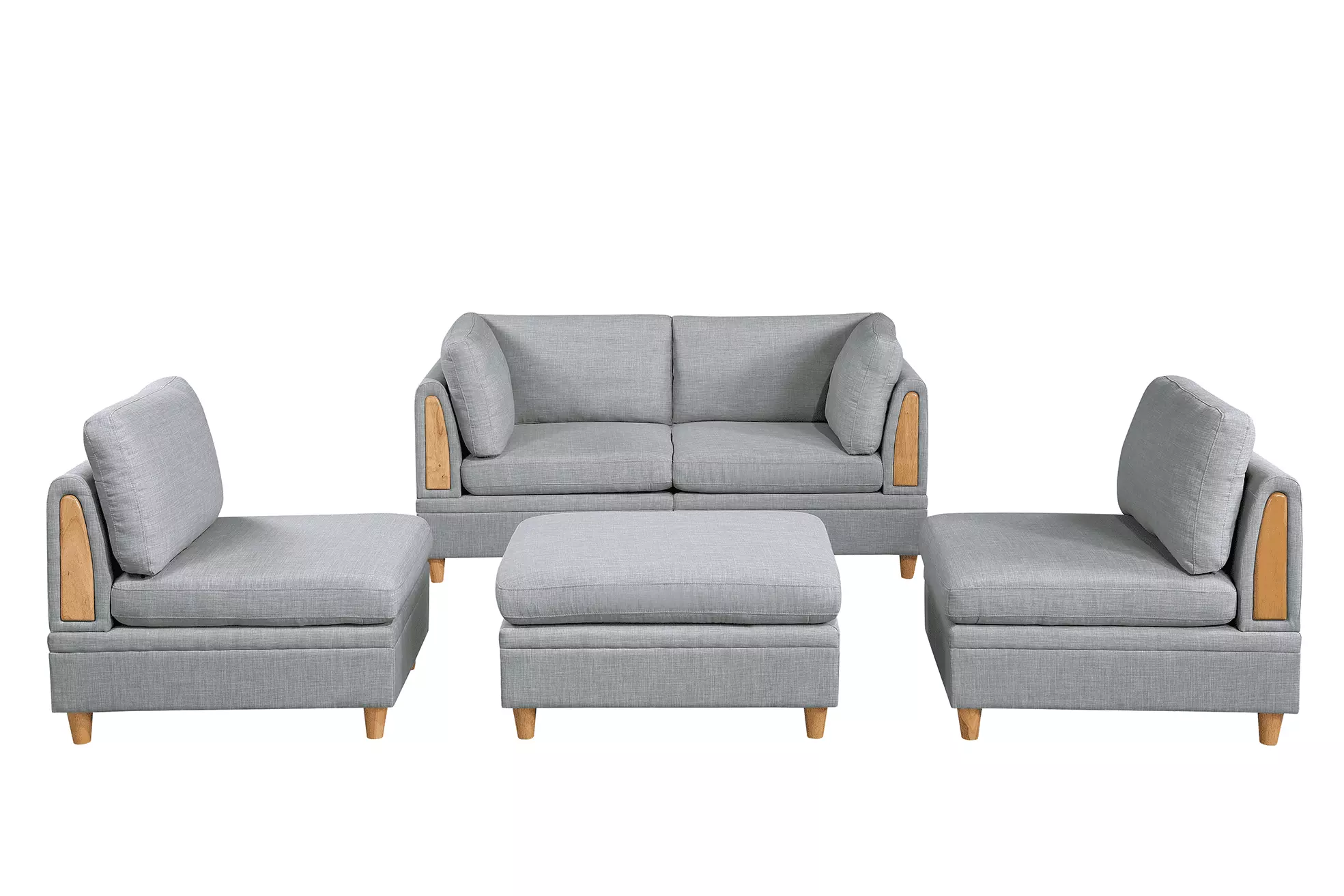 Modern Modular Sectional Sofa Set 5Pc Light Gray Contemporary Couch Jamini