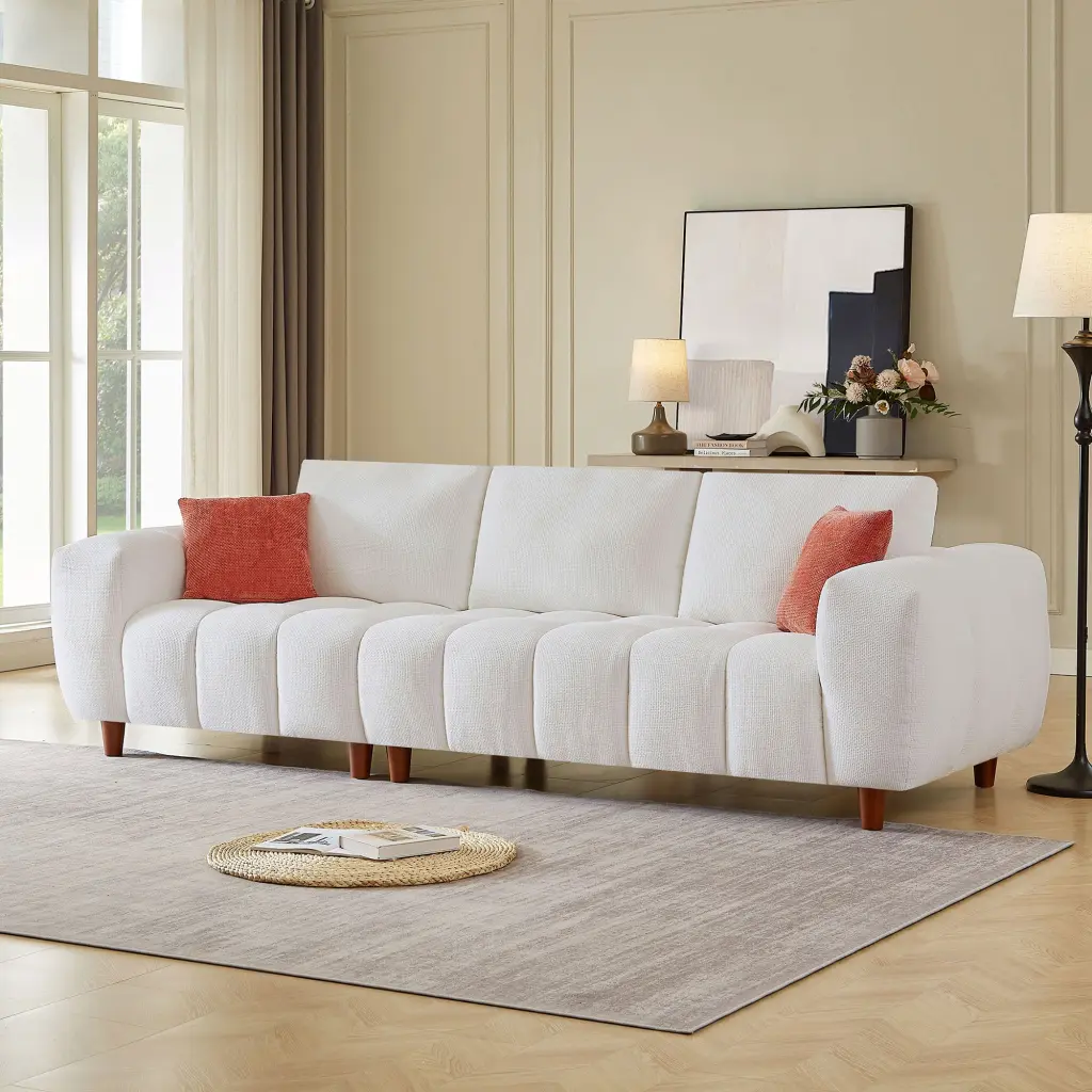 111.81 Inch L Shaped Convertible Sectional Sofa Couch Fabric Upholstery justone