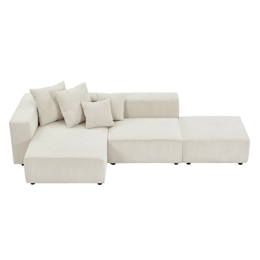 Soft Corduroy Sectional Modular Sofa Set Small L Influenced Chaise Couch Living Room justone interior