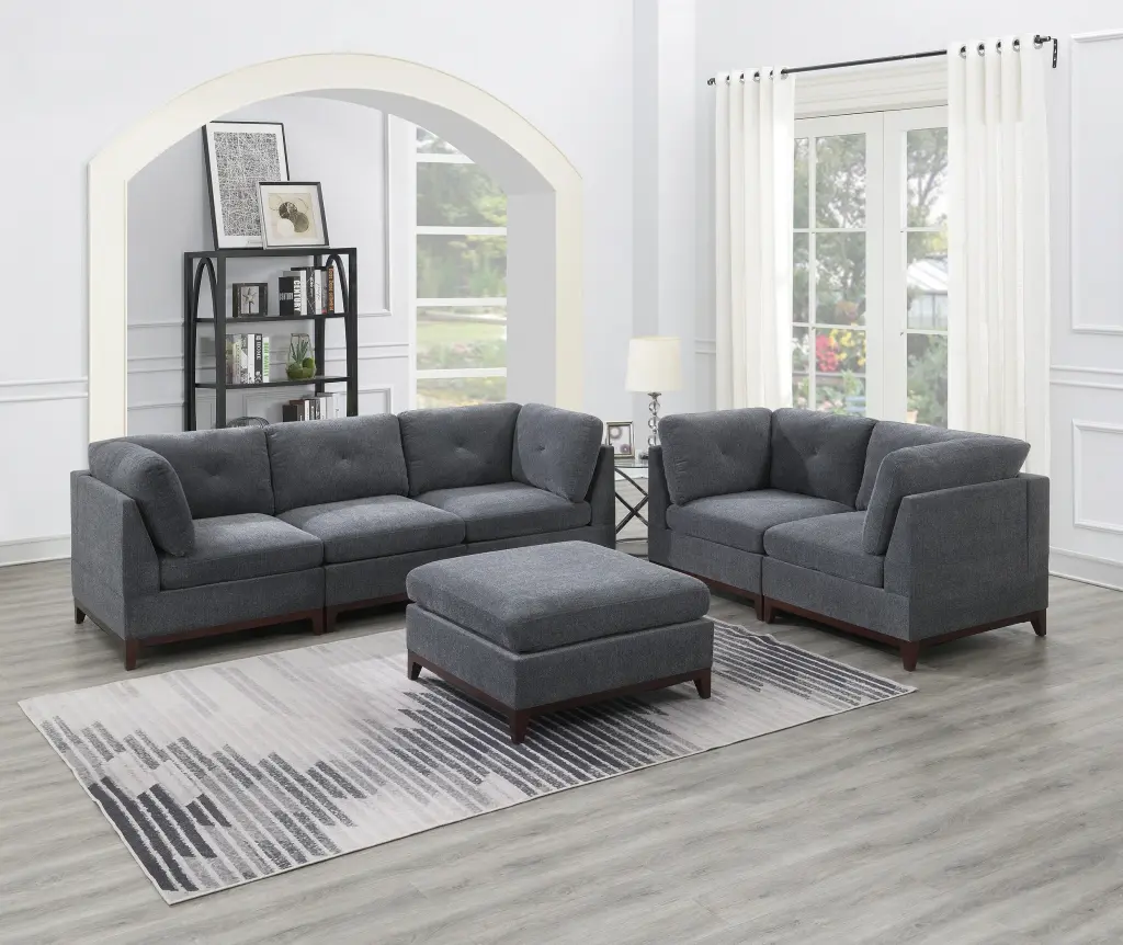 Ash Grey Chenille Fabric Modular Sofa Set 6 Piece Living Room Furniture Comfortable kanepe