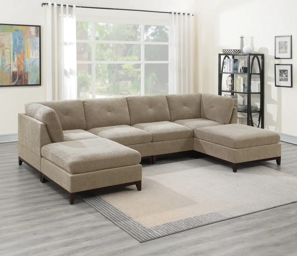 Camel Chenille Fabric Modular Sectional 6 Piece Set Living Room Furniture kanepe