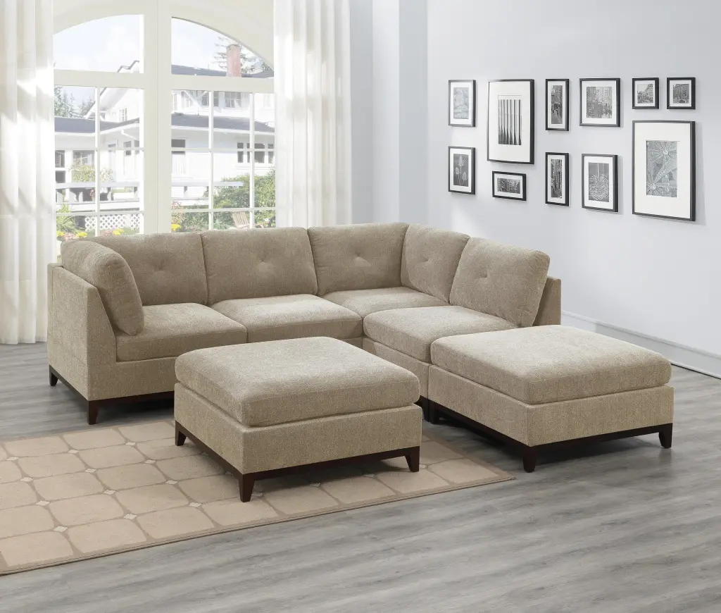 Camel Chenille Fabric Modular Sectional 6 Piece Living Room Sofa Set kanepe