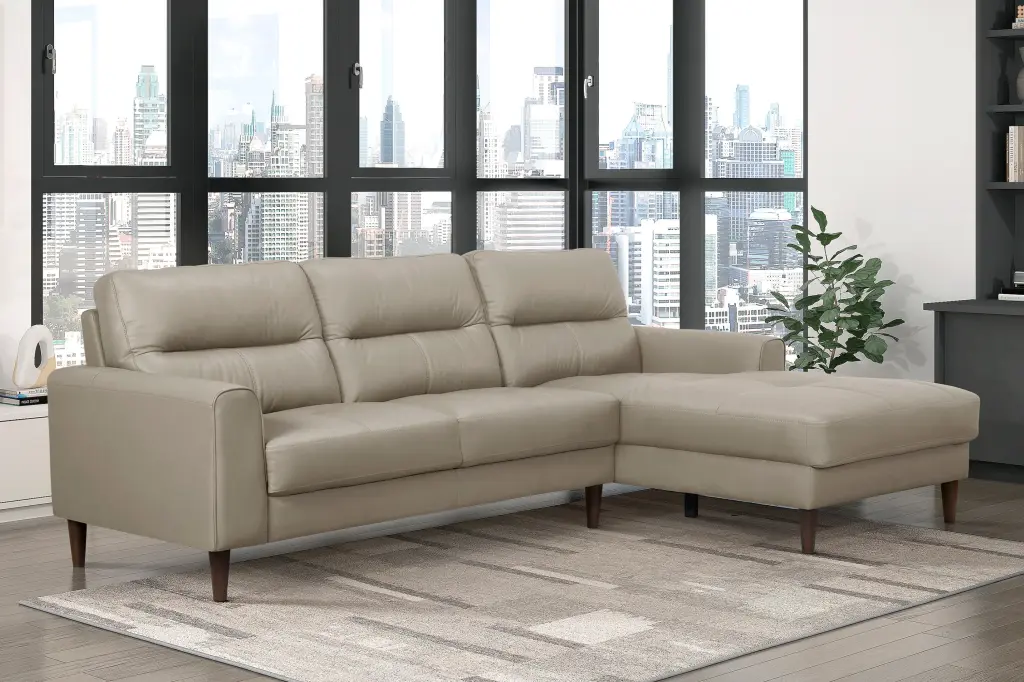 Modern Living Room 2 Piece Sectional Sofa Chaise Top Grain Leather Upholstered kanepe
