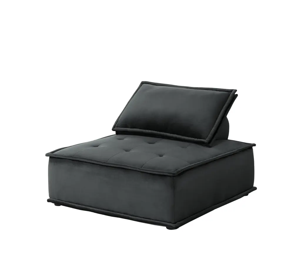 Anna 160 Inch Black Velvet 5 Piece Sectional Sofa Ottoman Large Living Room lilola home