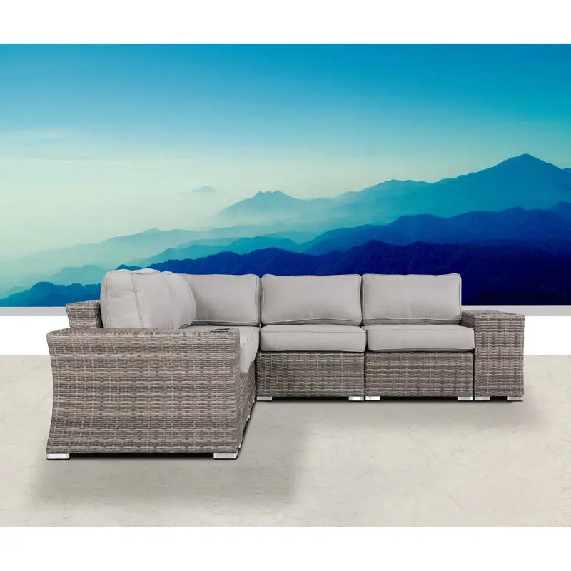 7 Piece Rattan Sectional Sofa Set Cushions Fully Assembled Grey Outdoor Furniture lsi patio furniture