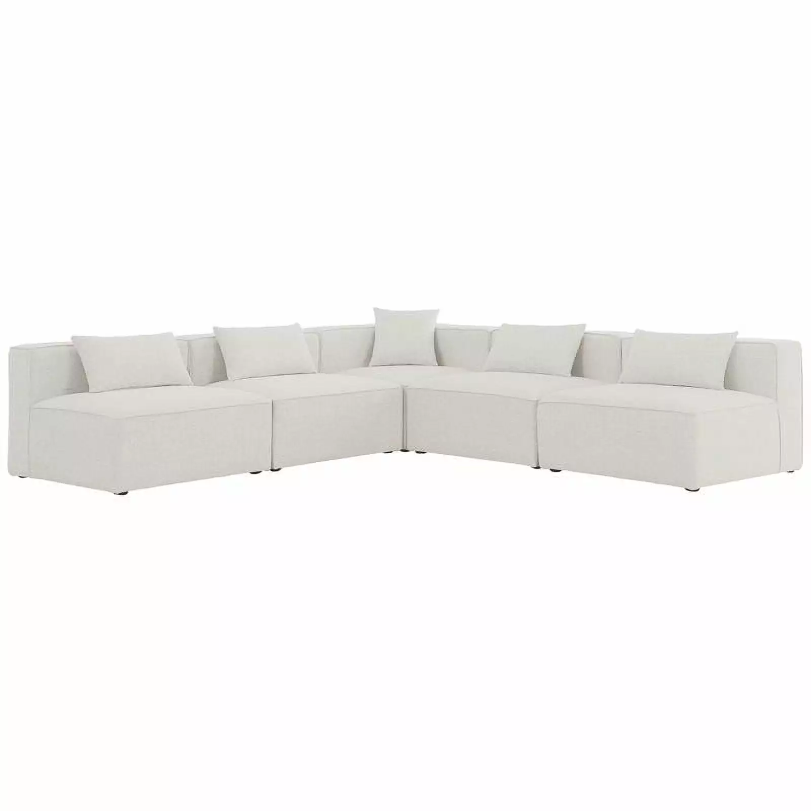 Meridian Furniture Cube Cream Durable Linen Modular Sectional Living Room Sofa