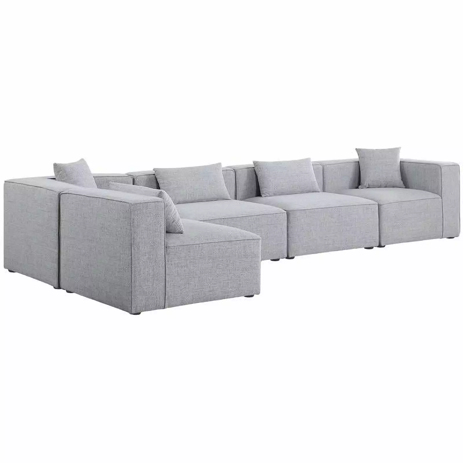 Meridian Furniture Cube Grey Durable Linen Modular Sectional Living Room Sofa