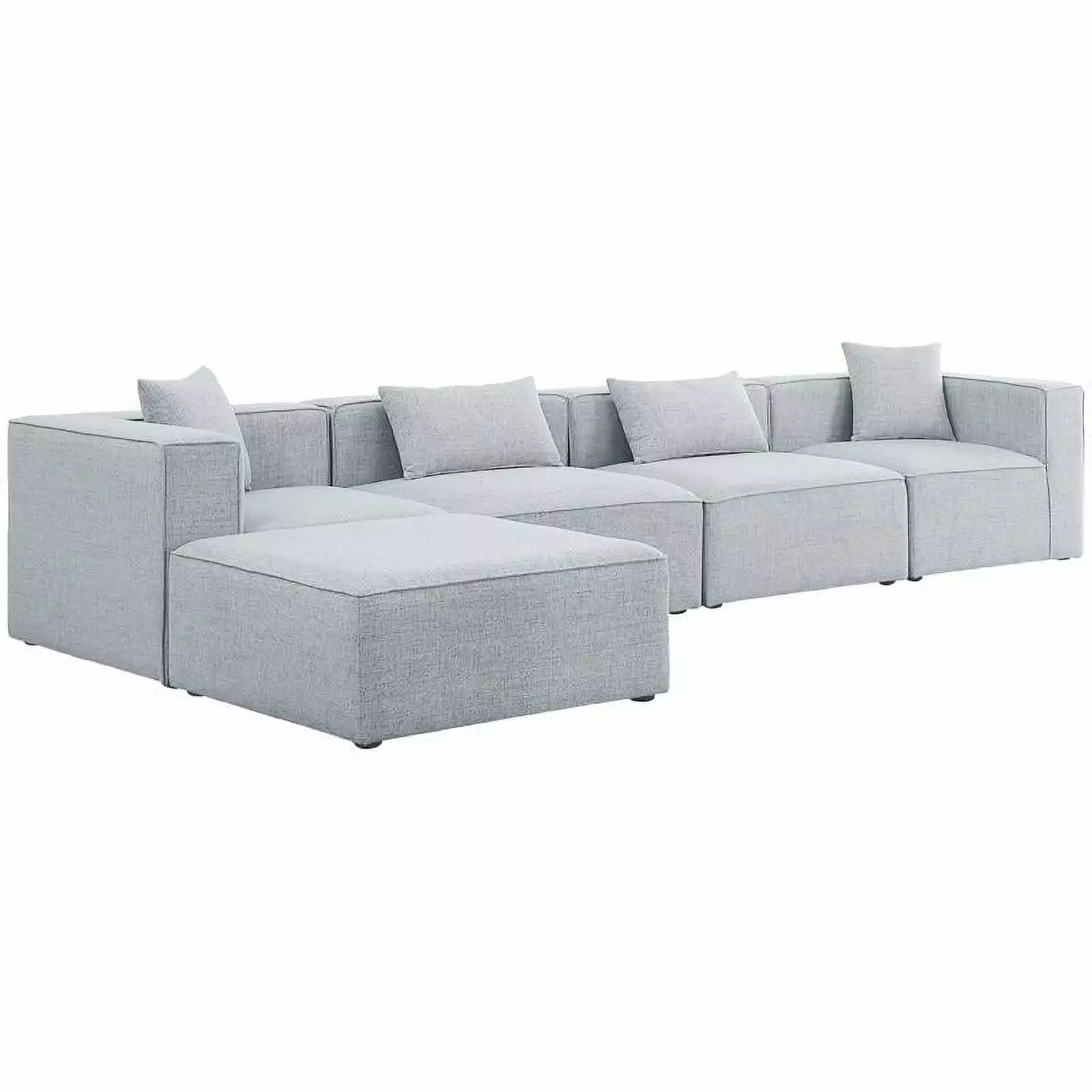 Meridian Furniture Cube Grey Durable Linen Modular Sectional Living Room Sofa