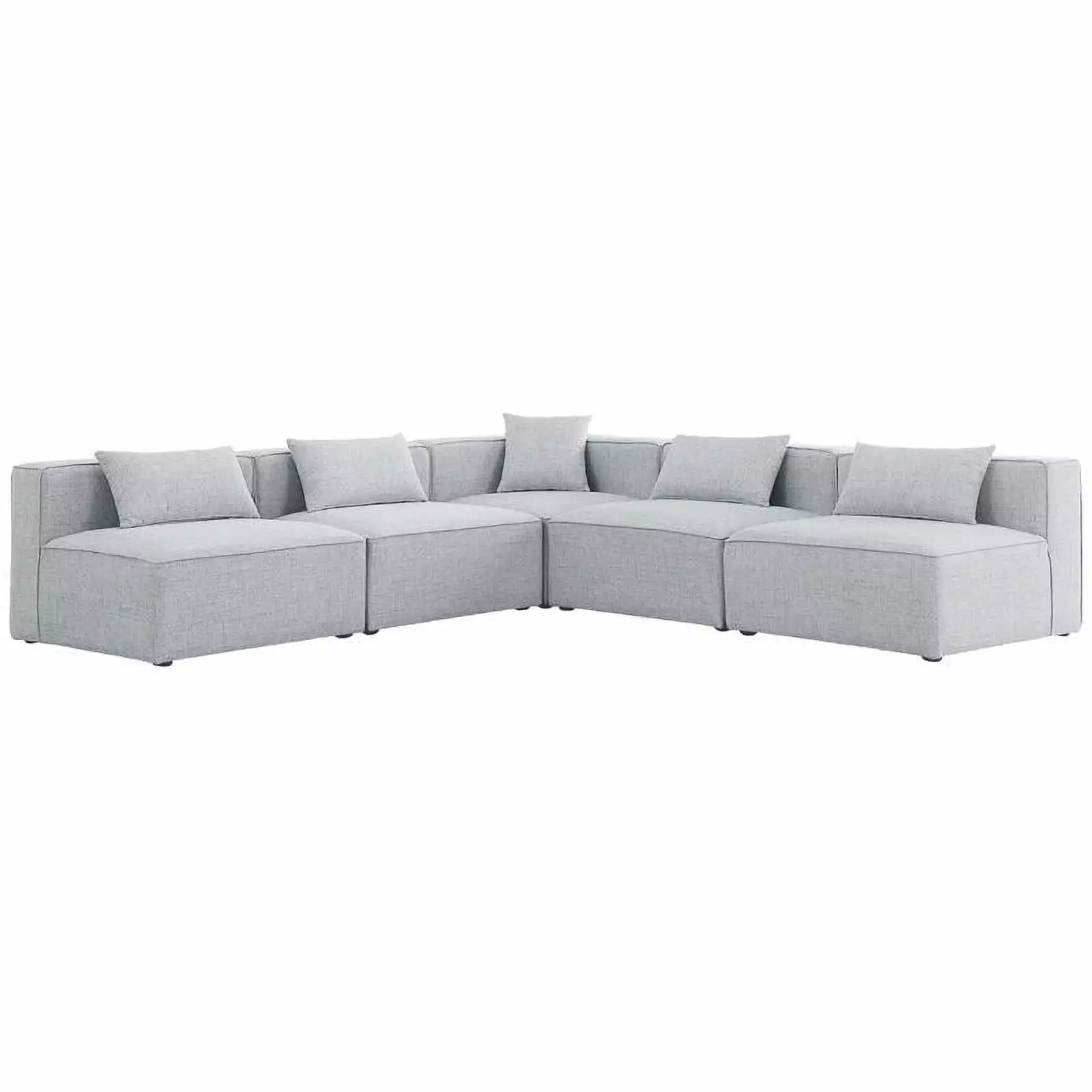 Meridian Furniture Cube Grey Durable Linen Modular Sectional Living Room Sofa