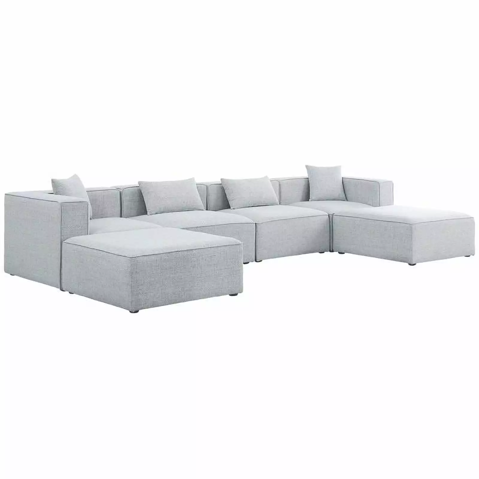 Meridian Furniture Cube Grey Durable Linen Modular Sectional Living Room Sofa