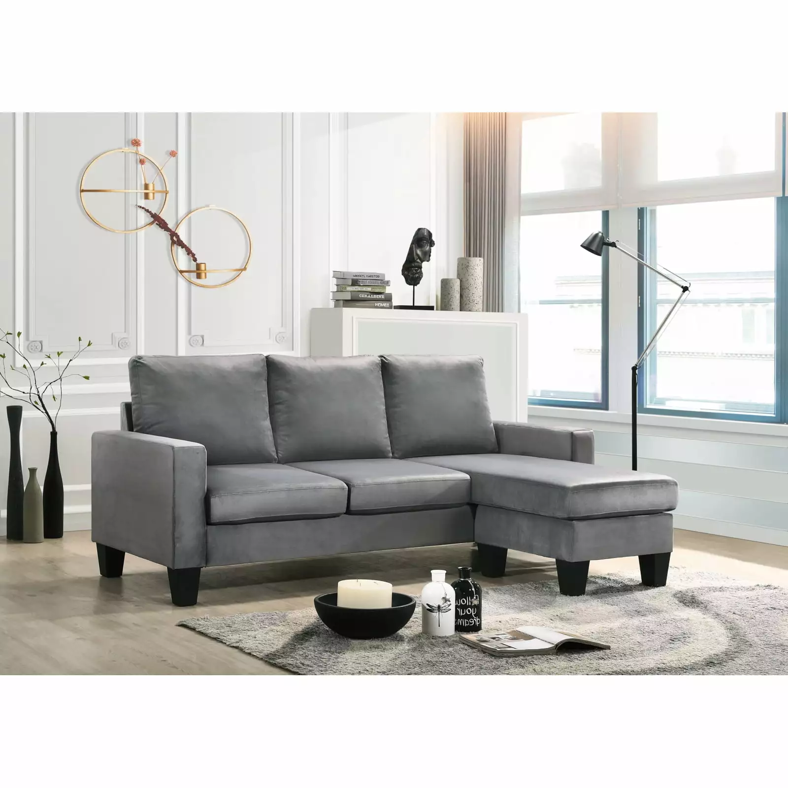 Miekor Furniture Jessica G0511-SCH Sofa Chaise Gray - Modern Sectional Living Room Sofa