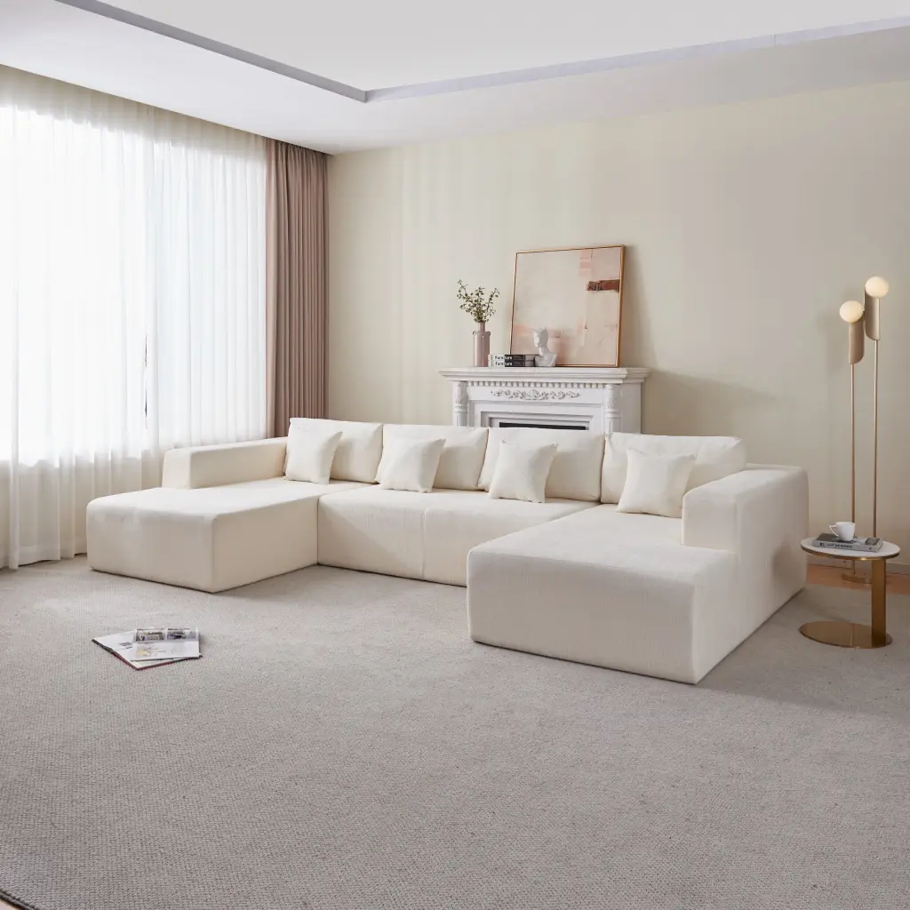 Chenille U Influenced Sectional Sofa Couch Reversible Spacious Ultimate Comfort modasi