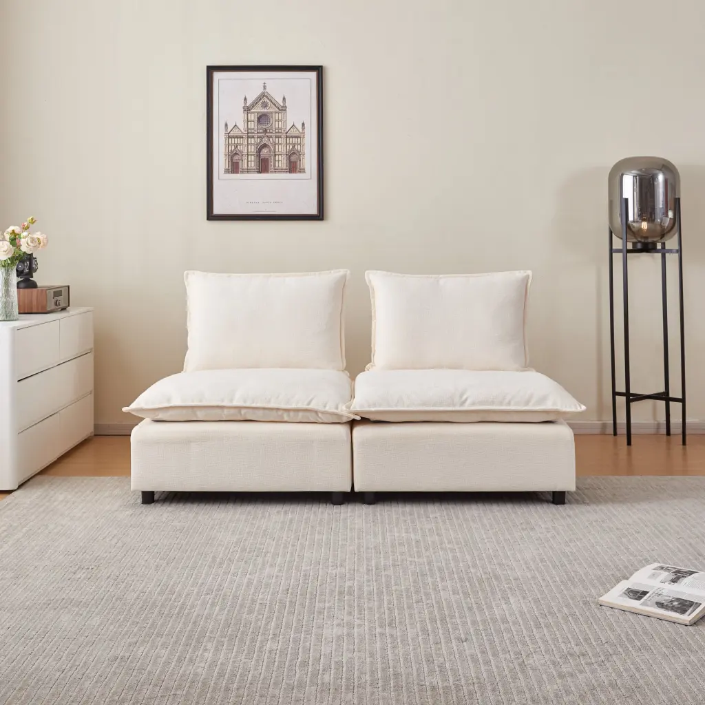 Modern 2 Seater Armless Sofa Couch Living Room Modular Design Ultra Soft Fabric modasi