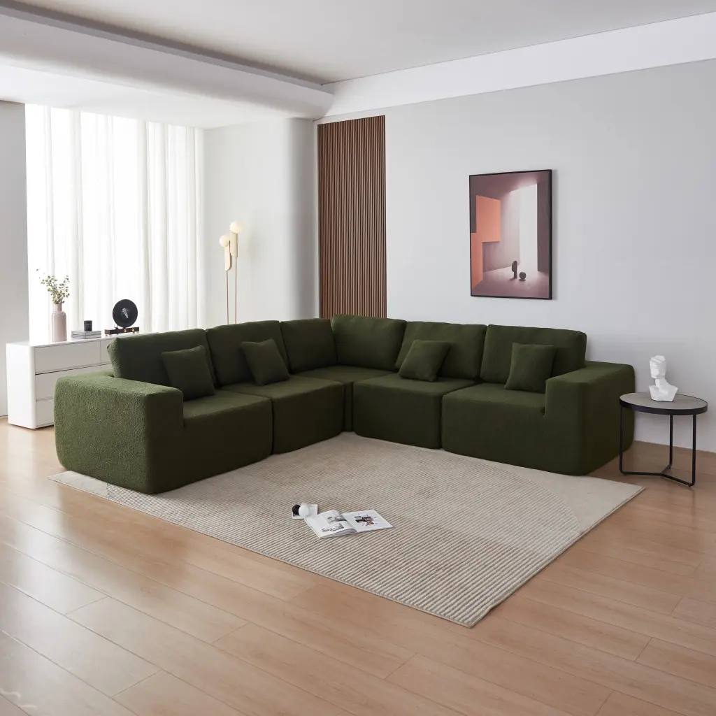 Premium Modern U Influenced Sectional Sofa Couch, Large Modular Sherpa Fabric modasi