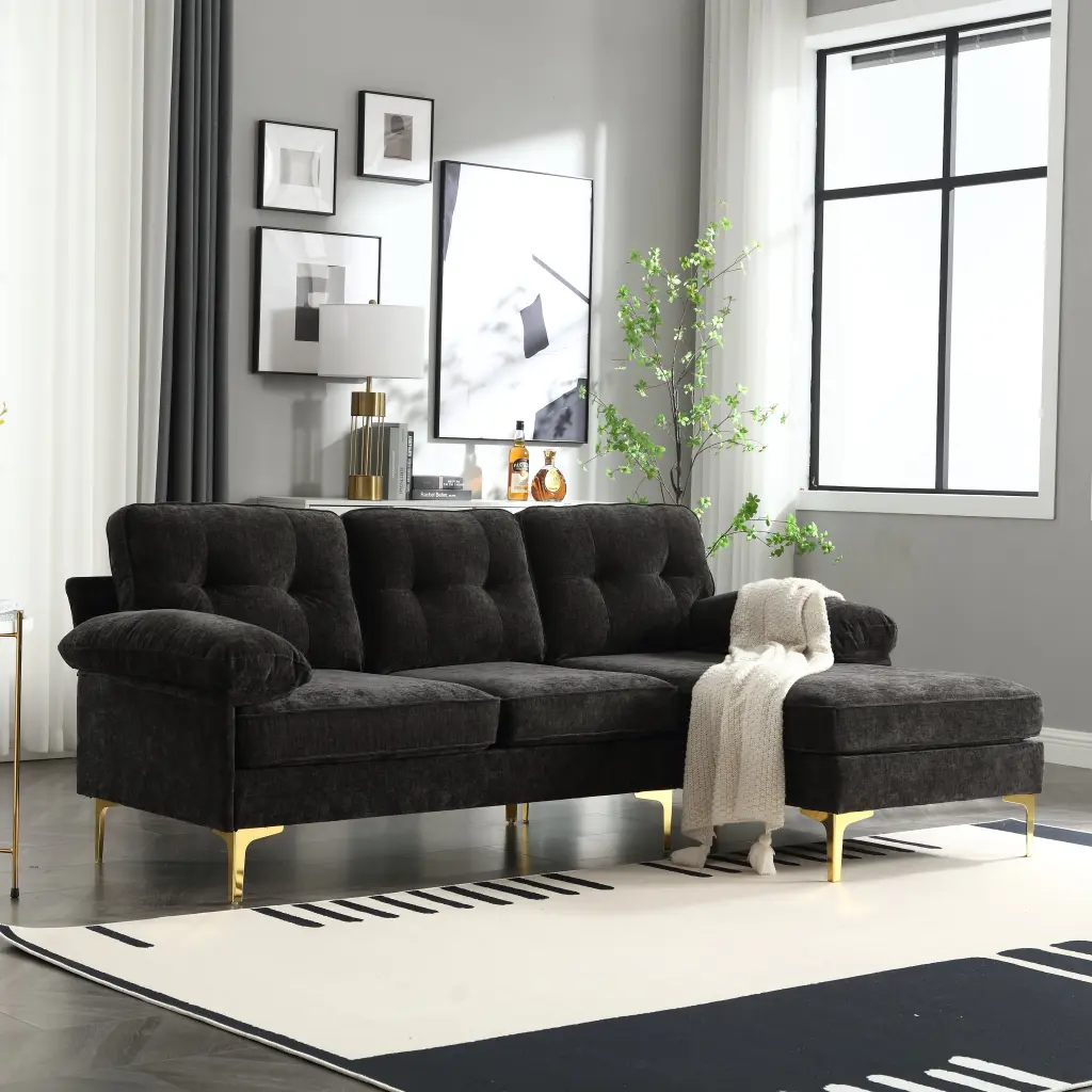 L Influenced Sectional Sofa 83 Inch Chenille 3 Seater Chaise nan kun