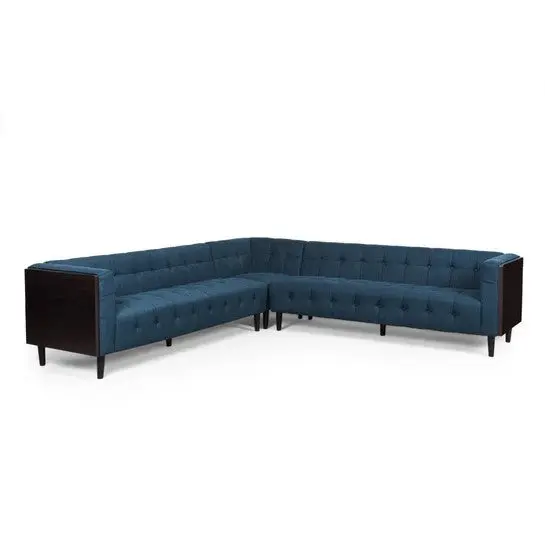 Navy Blue Fabric 6 Seat Sofa Living Room Comfortable Family Seating nh-inmax