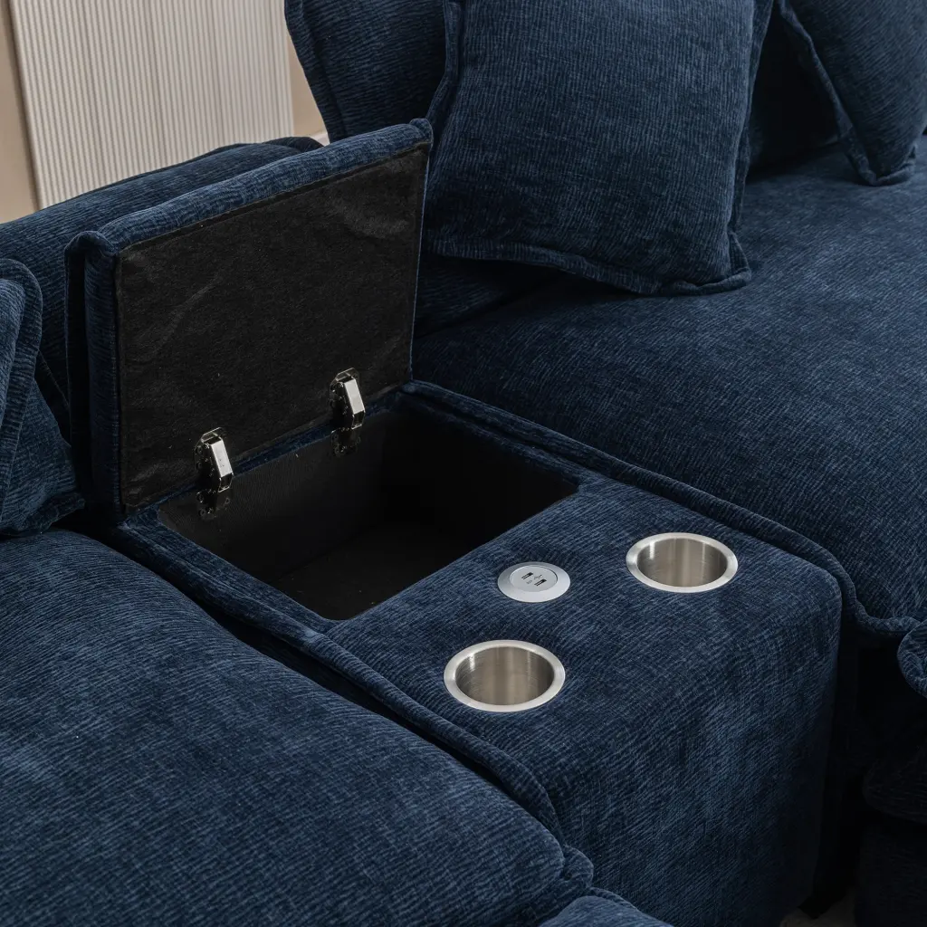 112.6 Inch Sectional Sofa Chenille Upholstery and Two Removable Ottomans oris fur.