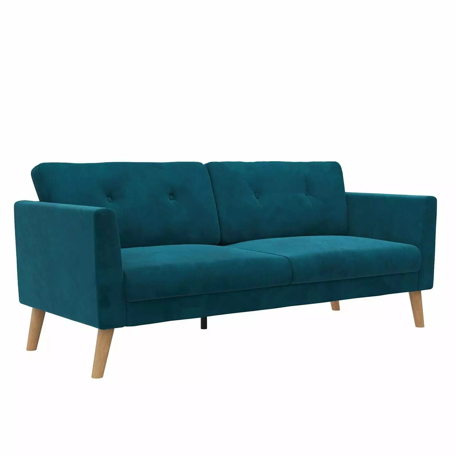 Pemberly Row Contemporary Upholstered 3-Seater Sofa Blue Velvet Living Room Furniture