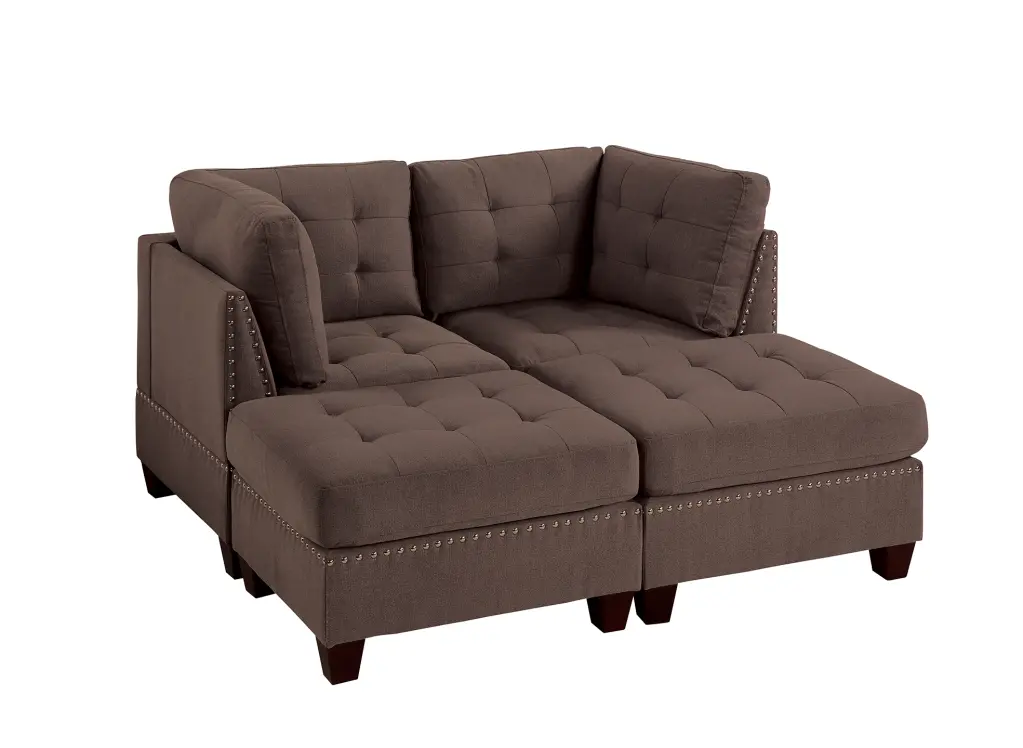 Modular Set 4Pc Black Coffee Coffee Fabric Living Room Sectional Sofa poundex