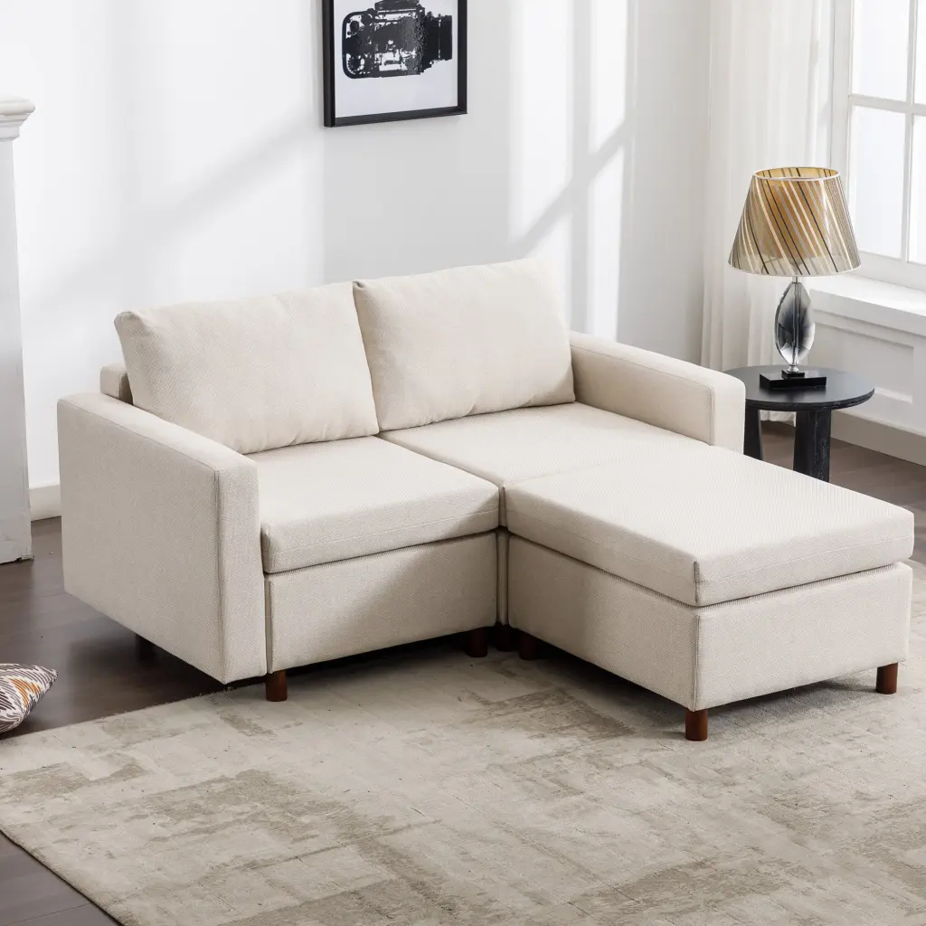2 Seat Module Sectional Sofa Couch Ottoman Living Room rnb