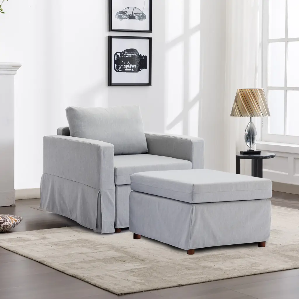 Single Seat Module Sofa Sectional Couch 1 Ottoman and Cushion Covers rnb