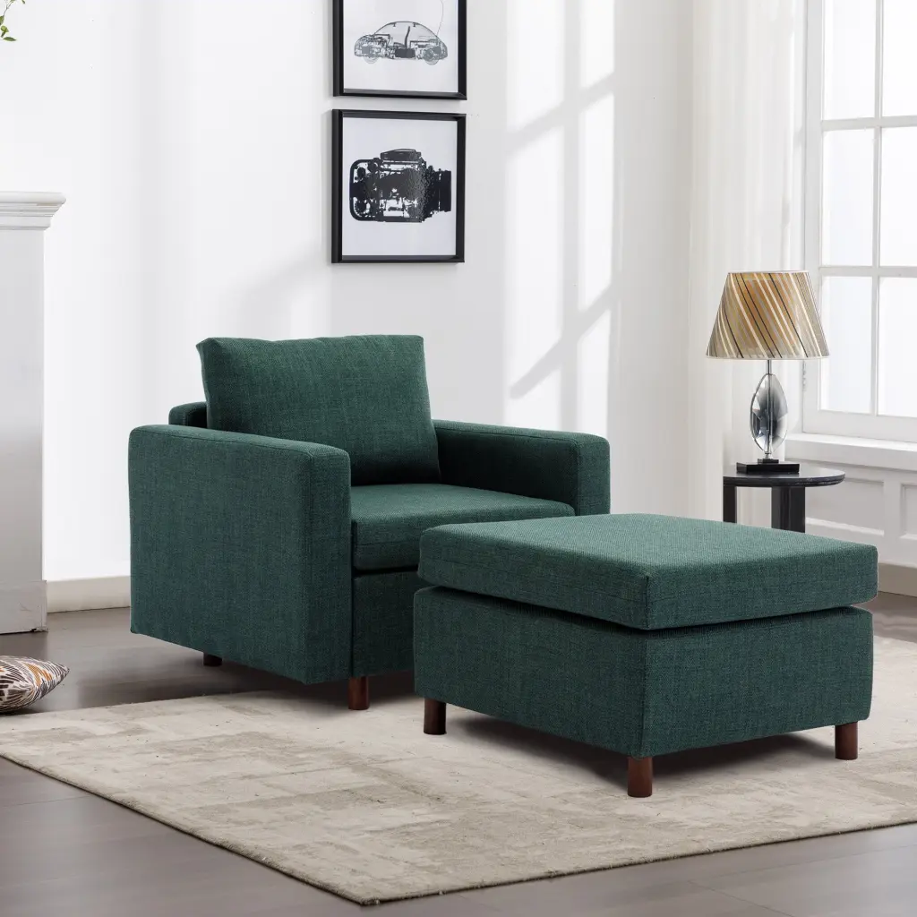 Single Seat Module Sofa Sectional Couch Armrest and 1 Ottoman rnb
