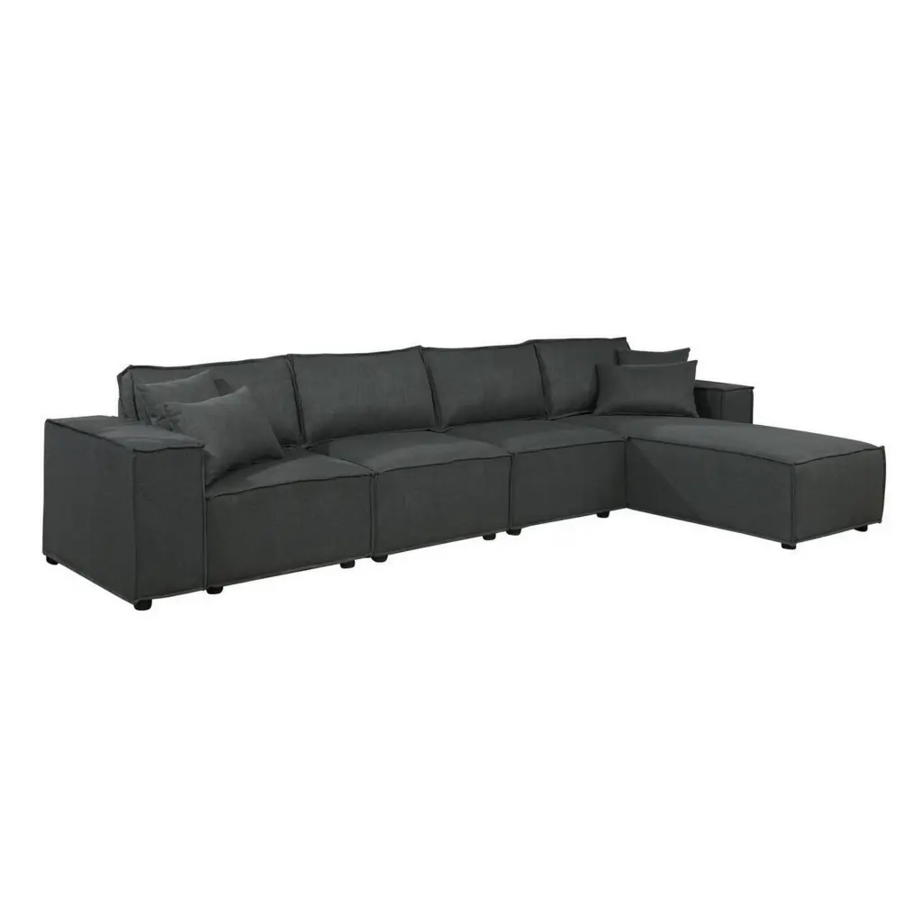 Kode 132 Inch Modular Sofa Reversible Chaise and Pillows Dark Green royal hampton