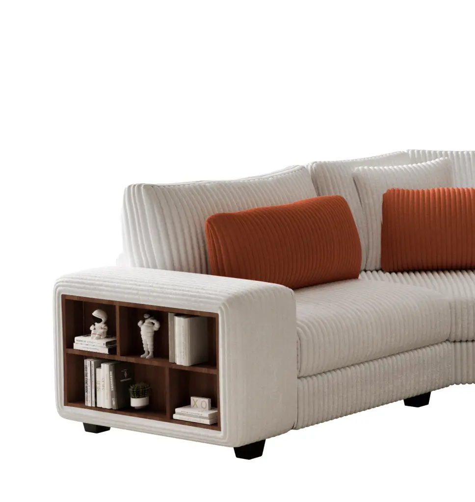 Modular Sectional L Shaped Sofa Armrest Wooden Frame Locker Style sarkozy